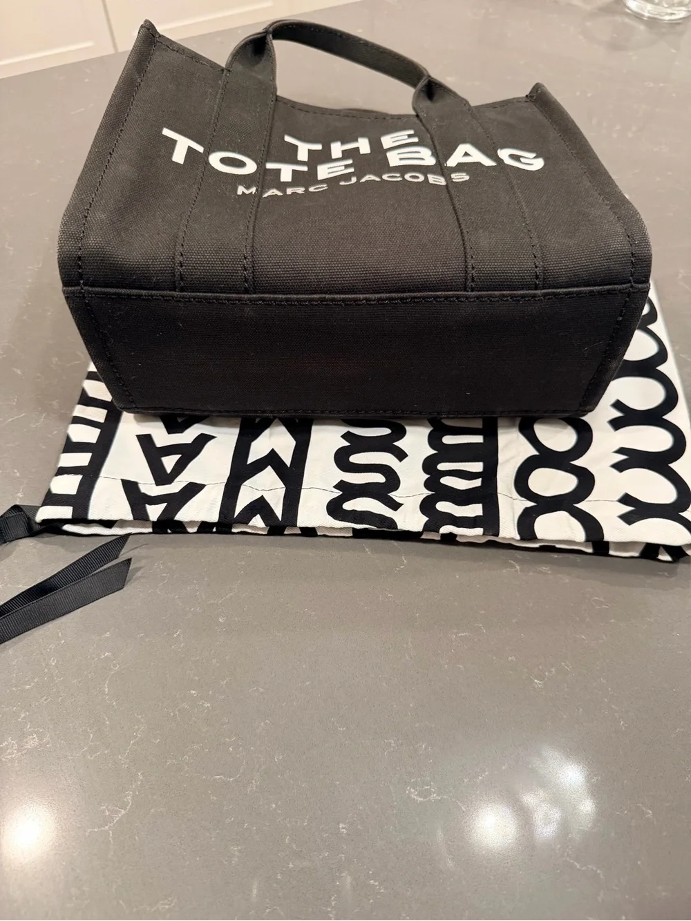 Marc Jacobs Black Canvas Tote with White Logo